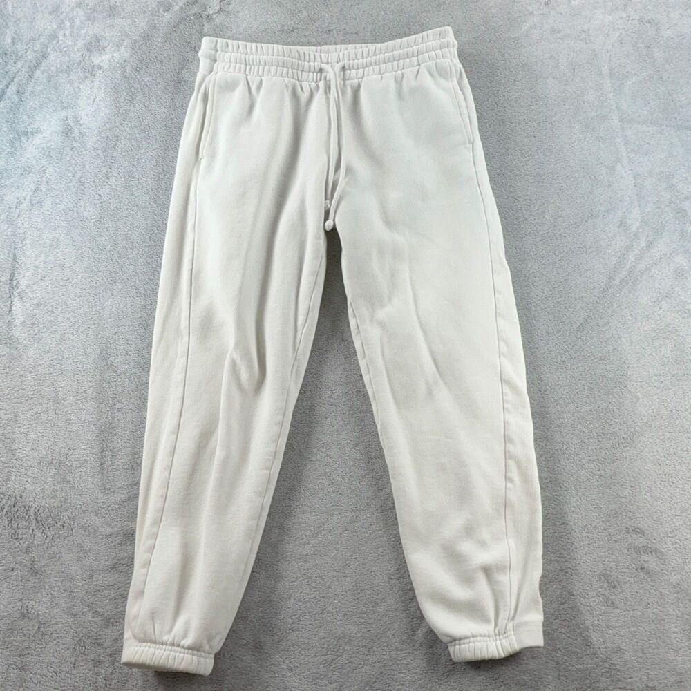 Tna COZYAF Women's Sweatpants Small White Fleece Tapered Elastic Waist Pockets